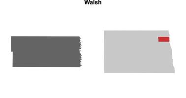 Walsh County, North Dakota blank outline map set vector