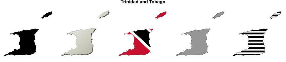 Trinidad and Tobago outline map set vector