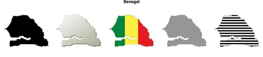 Senegal outline map set vector
