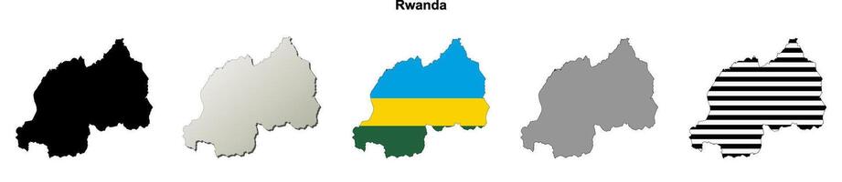 Rwanda outline map set vector