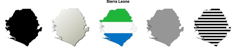 Sierra Leone outline map set vector