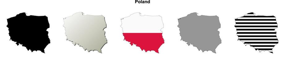 Poland outline map set vector