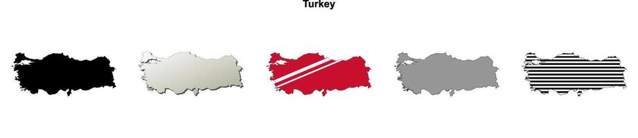 Turkey outline map set vector