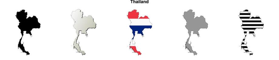Thailand outline map set vector