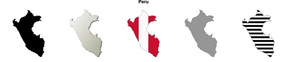 Peru outline map set vector