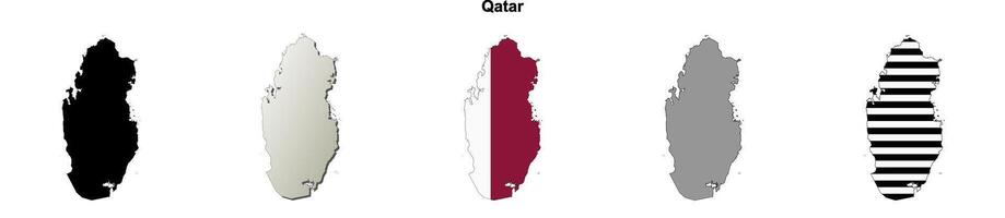 Qatar outline map set vector