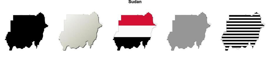 Sudan outline map set vector
