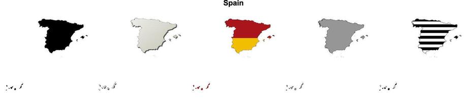 Spain outline map set vector