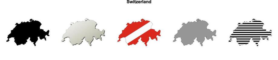 Switzerland outline map set vector