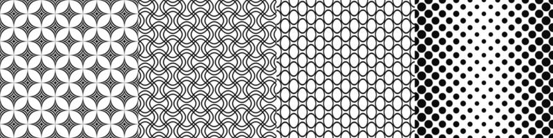 Black and white repeating geometric pattern collection vector