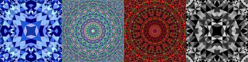Seamless geometrical mandala pattern set - polygon and floral patterns vector