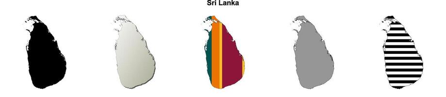 Sri Lanka outline map set vector