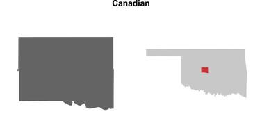 Canadian County, Oklahoma blank outline map set vector
