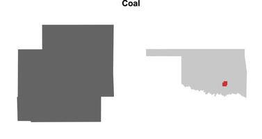 Coal County, Oklahoma blank outline map set vector