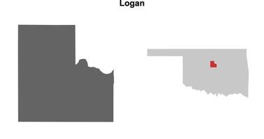 Logan County, Oklahoma blank outline map set vector