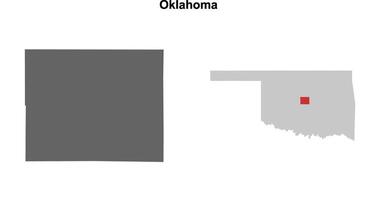 Oklahoma County, Oklahoma blank outline map set vector