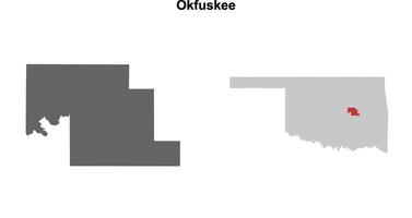 Okfuskee County, Oklahoma blank outline map set vector