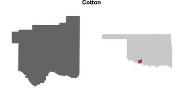 Cotton County, Oklahoma blank outline map set vector