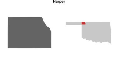 Harper County, Oklahoma blank outline map set vector