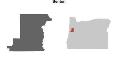 Benton County, Oregon blank outline map set vector