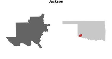 Jackson County, Oklahoma blank outline map set vector