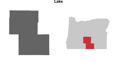 Lake County, Oregon blank outline map set vector