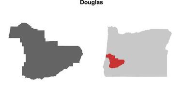 Douglas County, Oregon blank outline map set vector