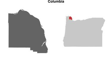 Columbia County, Oregon blank outline map set vector