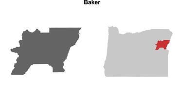 Baker County, Oregon blank outline map set vector