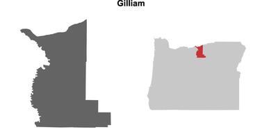Gilliam County, Oregon blank outline map set vector