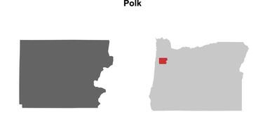 Polk County, Oregon blank outline map set vector
