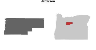 Jefferson County, Oregon blank outline map set vector