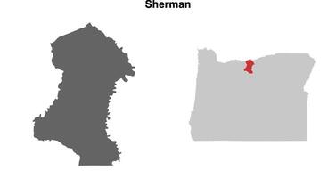 Sherman County, Oregon blank outline map set vector