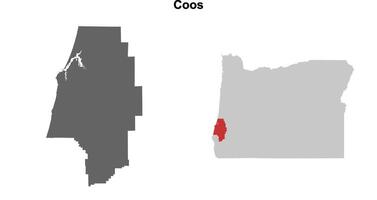 Coos County, Oregon blank outline map set vector