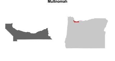 Multnomah County, Oregon blank outline map set vector