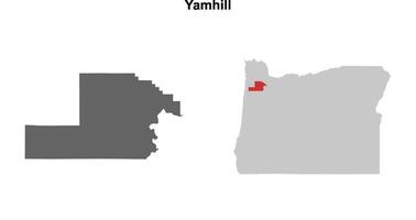 Yamhill County, Oregon blank outline map set vector
