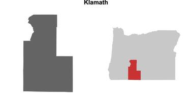 Klamath County, Oregon blank outline map set vector