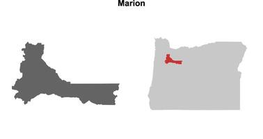 Marion County, Oregon blank outline map set vector