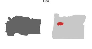 Linn County, Oregon blank outline map set vector