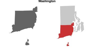 Washington County, Rhode Island blank outline map set vector