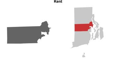 Kent County, Rhode Island blank outline map set vector