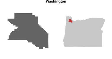 Washington County, Oregon blank outline map set vector