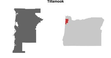 Tillamook County, Oregon blank outline map set vector