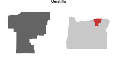 Umatilla County, Oregon blank outline map set vector