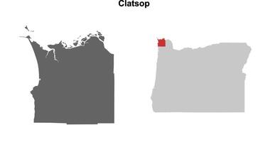 Clatsop County, Oregon blank outline map set vector