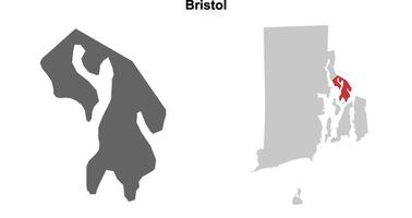 Bristol County, Rhode Island blank outline map set vector