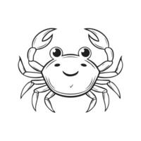 Cute Crab Animal Coloring Kid Page in Black and White. Monochrome and Colored Samples vector