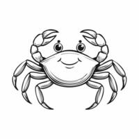 Cute Crab Animal Coloring Kid Book Page in Black and White. and Colored Samples vector