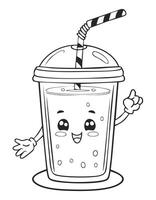 Cute Juice Drink Beverage Liquid Coloring Kid Book Page in Black and White. and Colored Samples vector