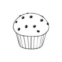 Muffin Food Eatery Meal Coloring Kid Book Page in Black and White. Monochrome and Samples vector